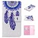 Produktbild HongHushop PU Leder Hülle für Samsung Galaxy J6 2018 Brieftasche Klapphülle Flip Case Blaue Feder Traumfänger Design Ledertasche Schutzhülle Stand Magnetverschluss Handyhülle für Galaxy J6 2018