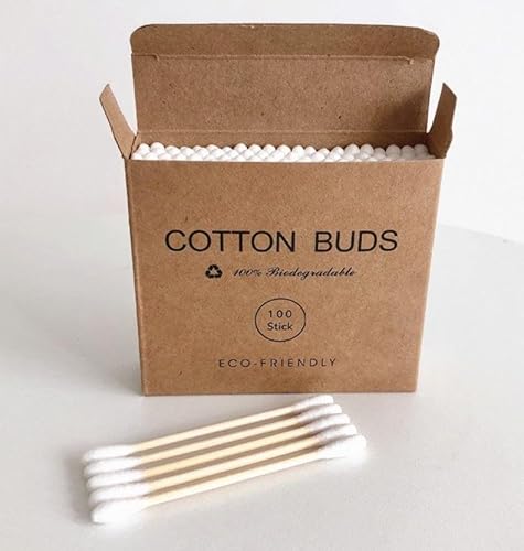 1000 Unid De Cotonete Madeira Algodão Sustentável Ecológico