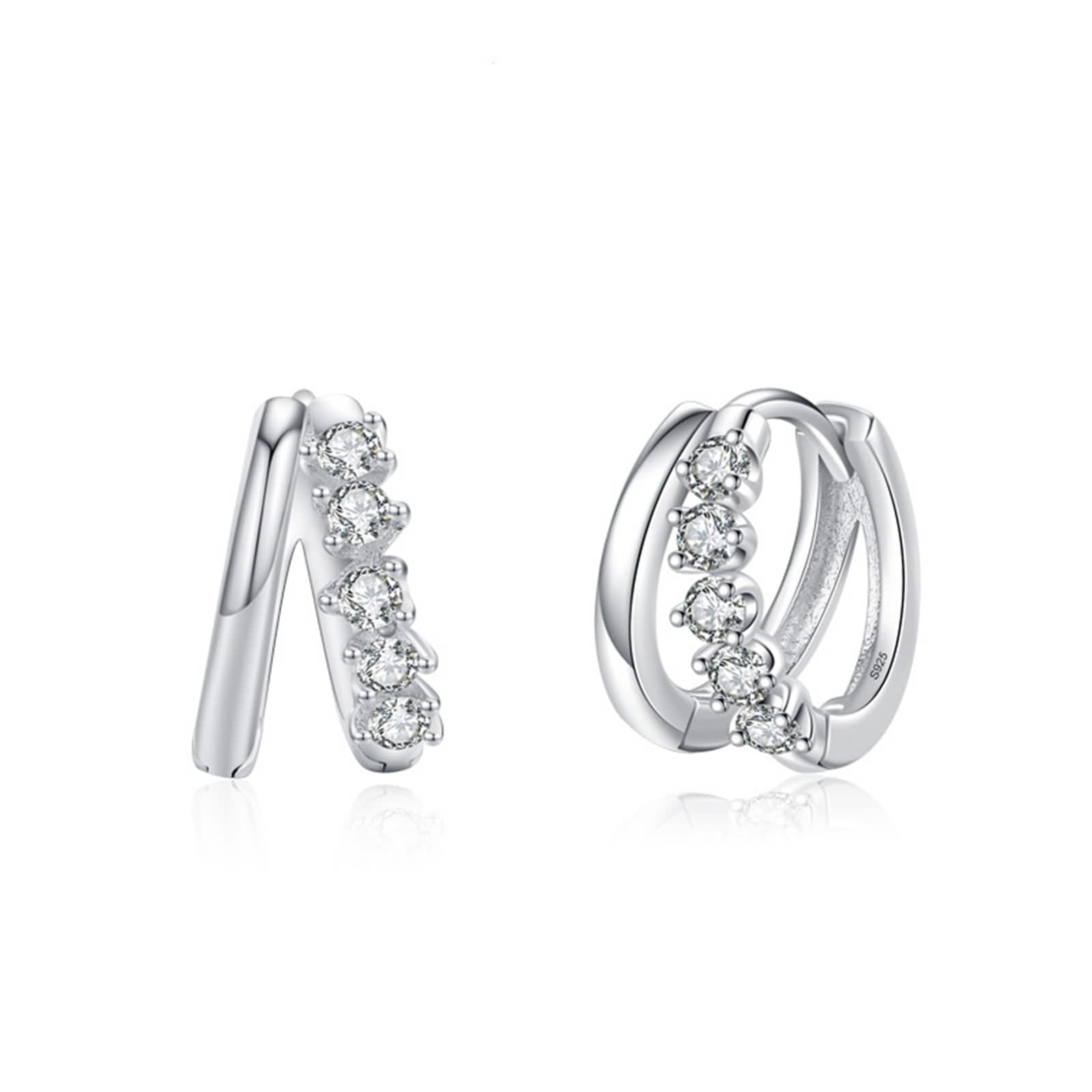 Orecchini a cerchio in argento 925, eleganti orecchini a cerchio geometrico, con zirconi, forma rotonda, gioielli da donna