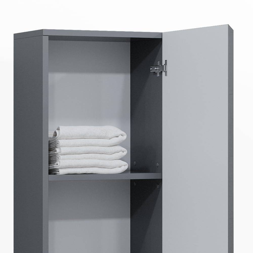 Vicco Armario de baño Fredd, Antracita Alto Brillo, 36.4 x 77 cm, de Pared con Dos estantes Interiores Ajustables