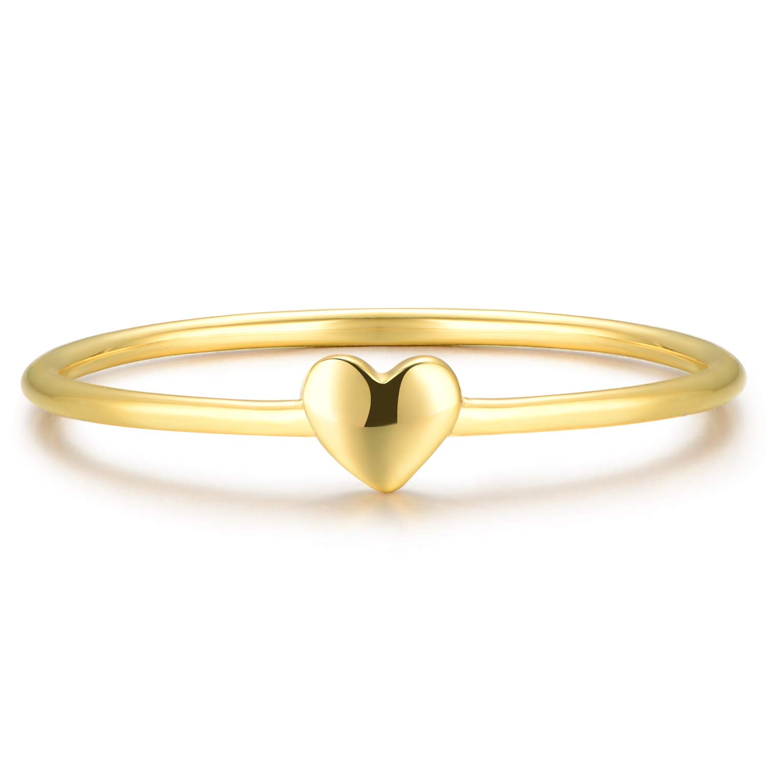 BLOSSOM & HUE Minimalist Ring for Women Teens & Girls [18K Gold Plated on .925 Sterling Silver] - Dainty Love/Heart Band [Hypoallergenic]