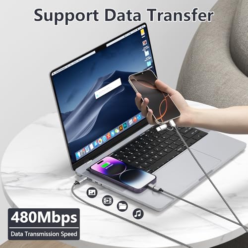 Cable USB C multi 4 en 1 de 5m: carga tu iPhone sin mover los muebles del salón 5