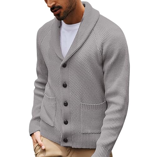 Manteau en tricot pour homme chic à col en V et boutons pour l'hiver