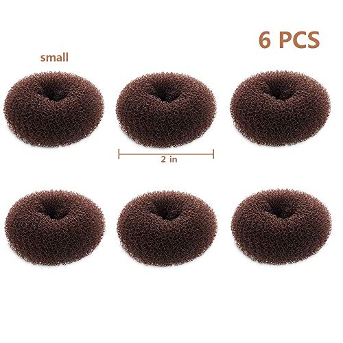 Extra Small Bun Makers for Kids, 6 PCS Chignon Donut Sock Forms for Girls, Mini Doughnut Shapers for Short and Thin Hair (2 Inch, Dark Brown)