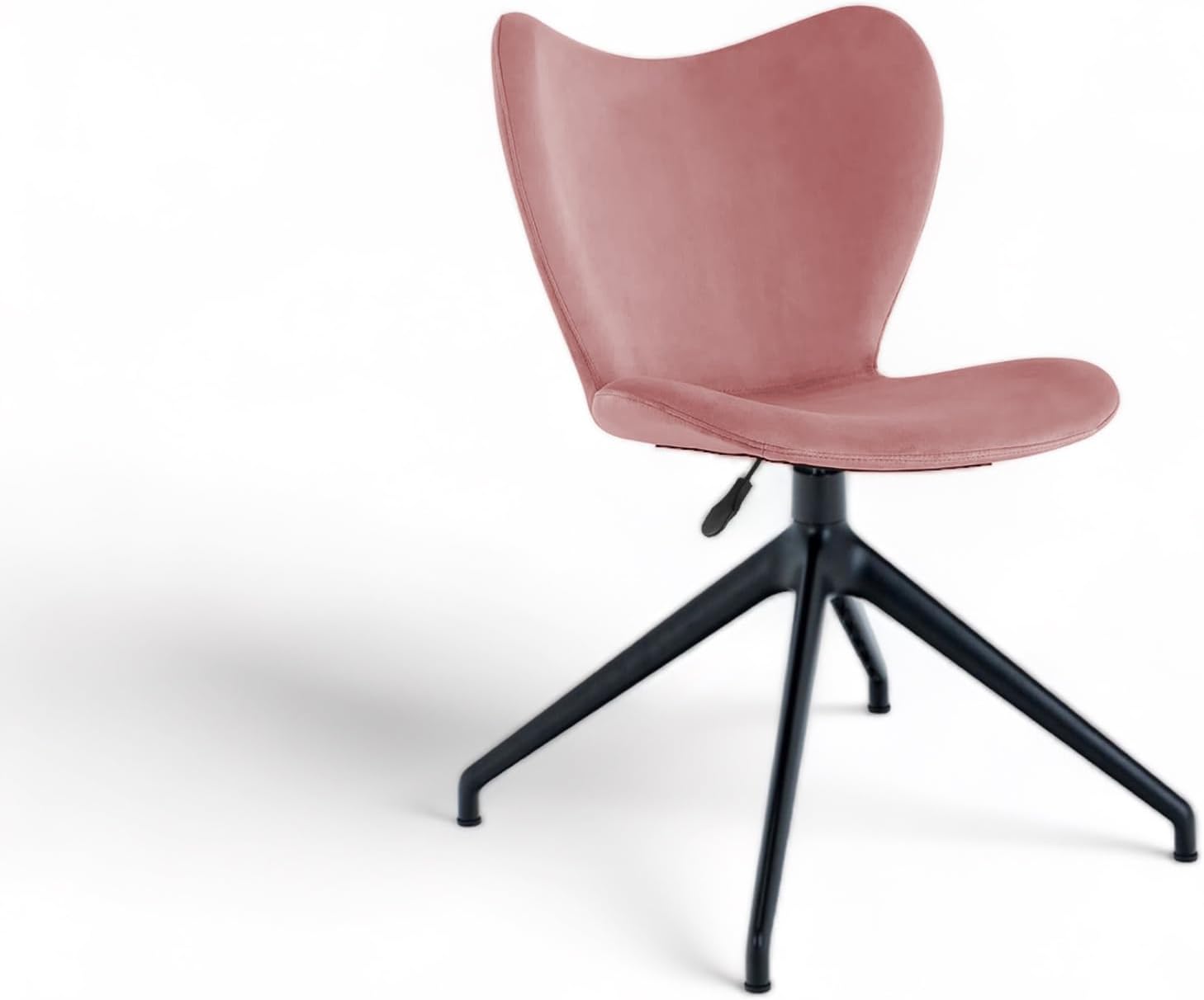 Finch Fox Tory Velvet Upholstered Height-Adjustable 360° Swivel Revolving Nylon Base Office Study Desk Chair with for Home & Office, Study Chair, Computer Chair, Executive Chair in Pink Color