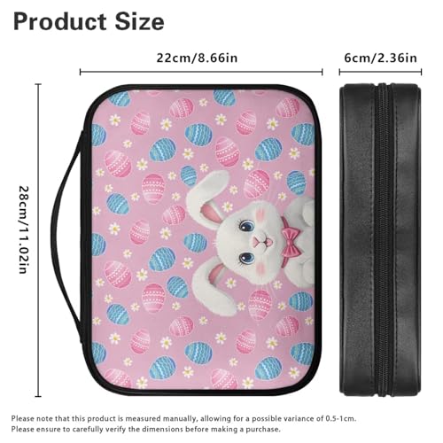 White Rabbit Egg Print Bible Cover for Women Men Lightweight Bible Bag PU Leather Church Tote Bags Portable Scripture Bag Carrying Book Case Organizer Handbag4