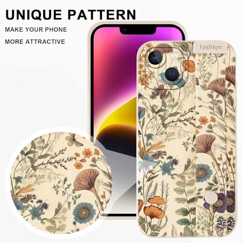 Coque iPhone 14 avec béquille support et cordon fleur ajustable