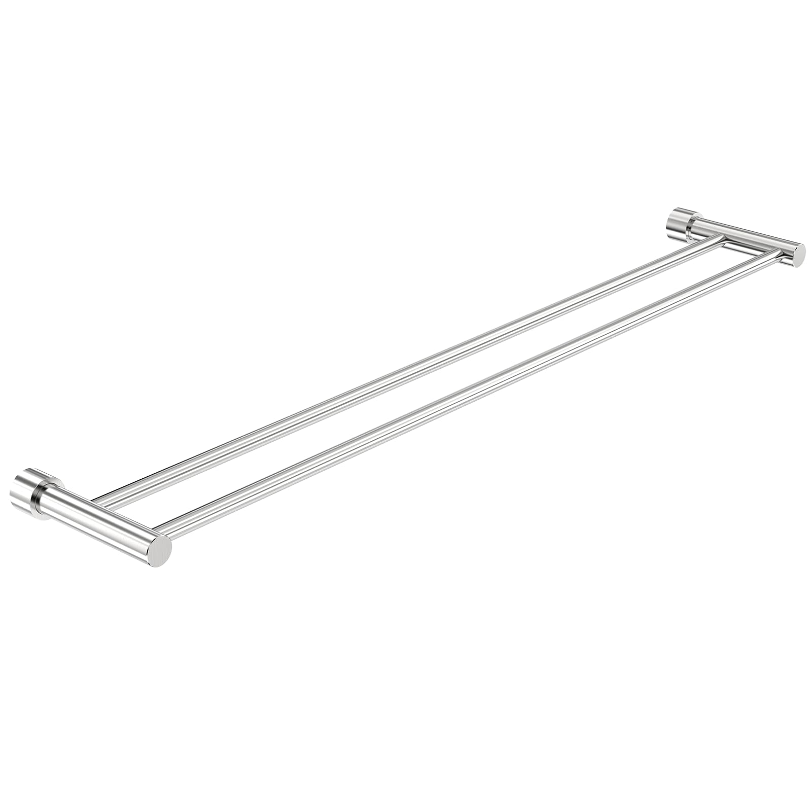 Toalleros de Baño con Taladro, Toallero de Baño Doble de Acero Inoxidable 304 Cepillado, Barra de Dos Brazos, Instalación de Taladro, Toallero para Pared de Ducha, Baño, Cocina - 80 cm, Plata