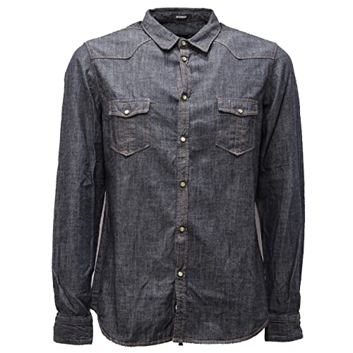 Camicia uomo blue denim en coton - Chemise en jean bleue pour homme décontractée