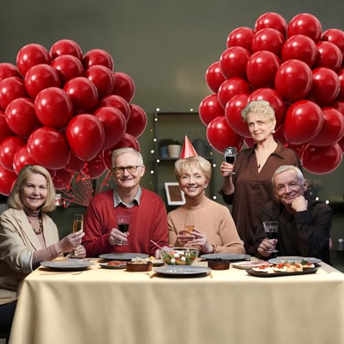 Image of Dark Red Balloons 12 inch, Red Latex Party Balloons | Bridal Shower, Wedding, Birthday Party Decorations