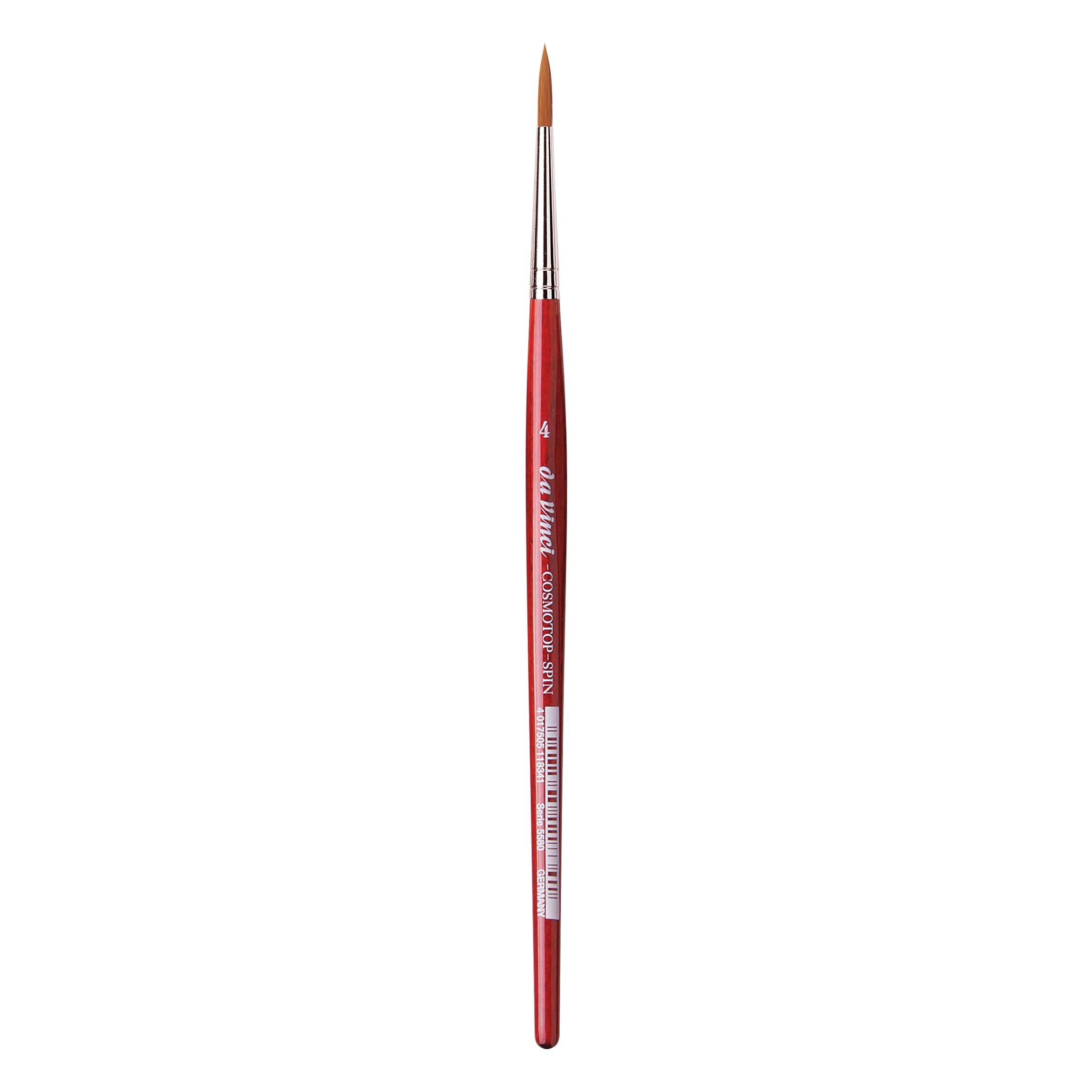 da Vinci Watercolor Series 5580 CosmoTop Spin Paint Brush, Round Synthetic with Red Handle, Size 4 (5580-04)