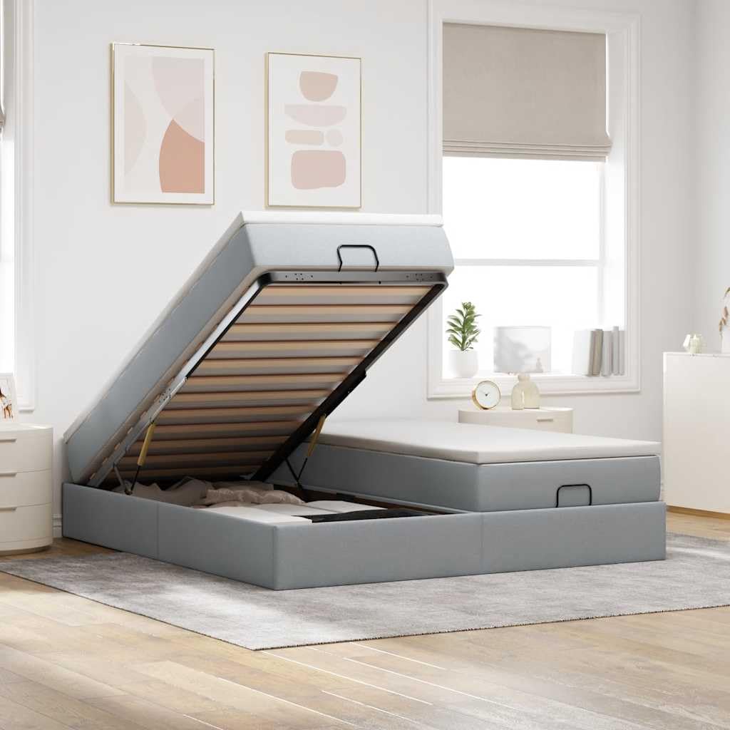 Generico Struttura Letto Pouf con Materassi 160x200 cm in Tessuto,Letti e telai per Letti,3311234