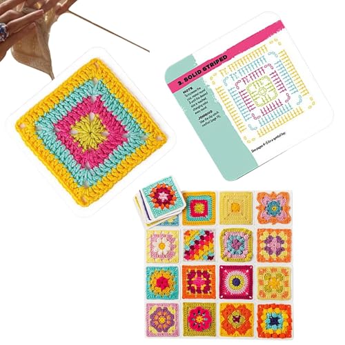 The Granny-Square Card Deck, 50 Diseños De Mezcla Y Combinación Kits Para Hacer Tarjetas Para Adultos Entusiastas Del Tejido Tarjetas Cuadradas De Crochet Coloridas Patrón De Bricolaje De Crochet