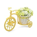 Louis Garden Nostalgic Bicycle Artificial Flower Decor Plant Stand (White-Green)