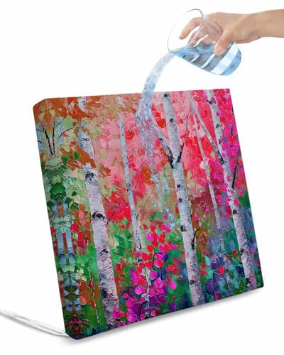 Pink Green Oil Painting Outdoor Cushion Chair Cover Set of 4 - Waterproof Couch Seat Covers, Modern Abstract Art Summer Botanical Patio Furniture Protector Cushions Slipcovers for Sofa/RV, 24