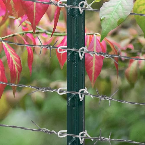 VASGOR T-Post 5 Feet - Sturdy Duty Metal Fence Post – 5 Pack Garden T Posts for Fencing with 15 Zip Ties & 10 Post Clips