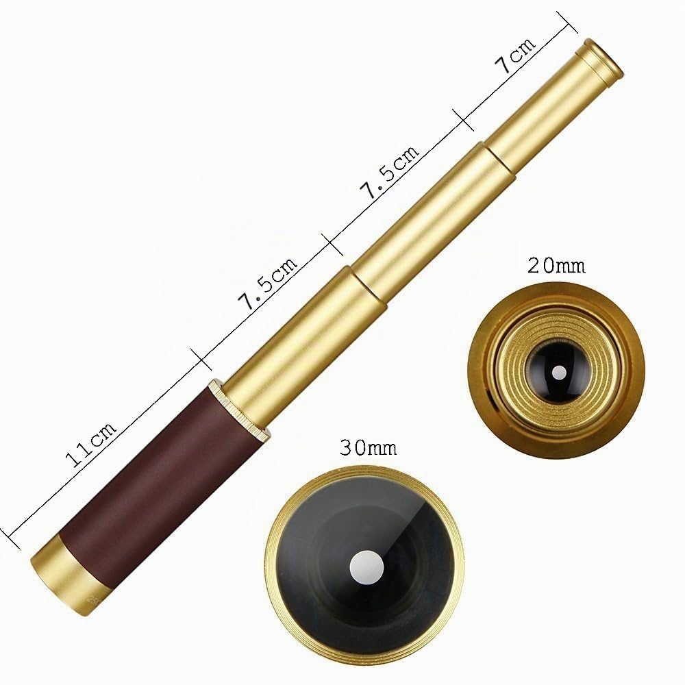 Télescope Pirate Rétro Monoculaire Zoomable 25x30 Vintage Longue Vue Enfant Lentille BAK-4 Imperméable Mini Télescope pour Adultes Camping Observation des Oiseaux