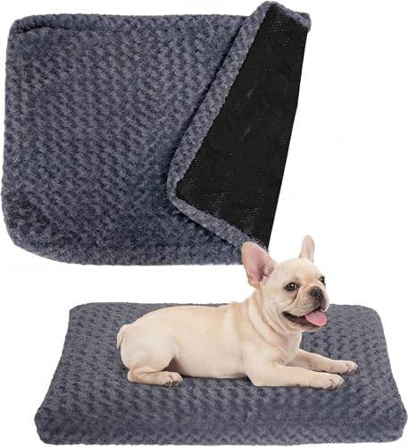 Image of Faux Fur Dog Bed Covers - Ultra Soft Rose Velvet, Removable & Washable, Cozy & Durable,Large Pet Bed Cover Only (No Filling) - Gray, (Rose Velvet Dark Gray, Small(30.0 inch L x 20.0 inch W x 4.0 inch Th))