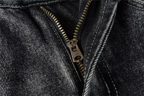 Men Washed Denim Flare Pants Mid Waist Pockets Patchwork Jeans Streetwear Vintage Ankle Length Trousers4