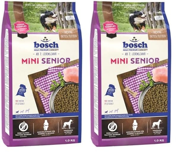 Bosch HPC Mini Senior | Alimento seco para Perros Mayores de Razas pequeñas (hasta 15 kg) | 1 x 2,5 kg (Paquete de 2)