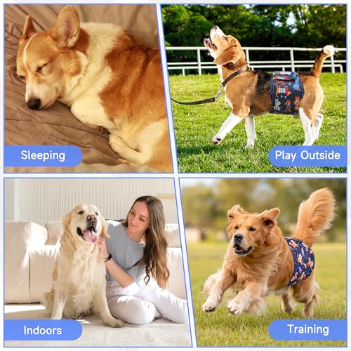Image of 5 Pack Dog Diapers Male, High Absorbing Dog Wraps, Belly Bands for Male Dogs with Incontinence or Frequent Urination, Washable Doggie Diapers L