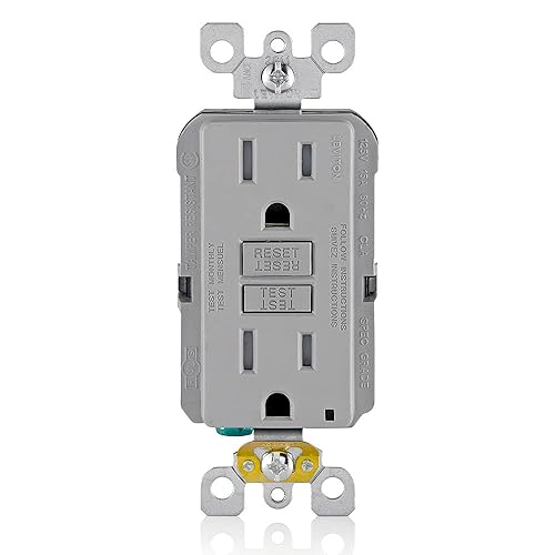 Vista 35 de Leviton GFCI - Toma de corriente resistente a la intemperie, 15 amperios, autocomprobación, no resistente a manipulaciones con luz indicadora LED