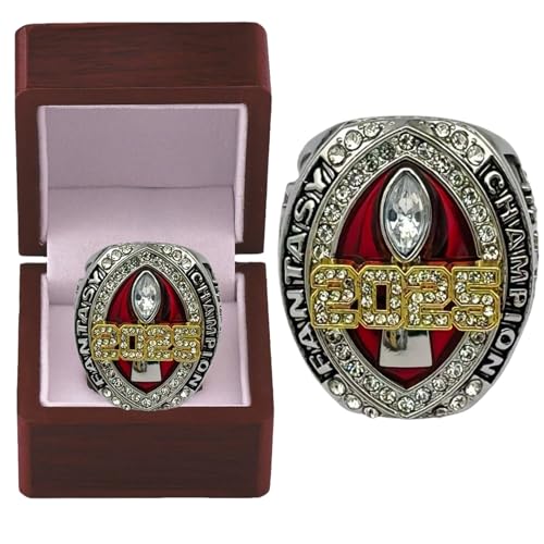 HYKJSHED 2025 Fantasy Football Ring Vatertag Sammlerstücke Meisterschaftsring Vitrine(Red,11) HYKJSHED 2025 Fantasy Football Ring Vatertag Sammlerstücke Meisterschaftsring Vitrine(Red,11)
