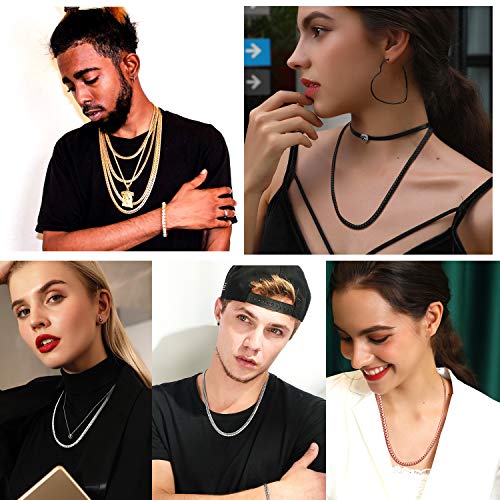 U7 Platinum Plated Snake Curb Chain|Men Womens Flat Link For Rapper 6Mm Wide Choker Necklace 18 Inch Chain #TOP1