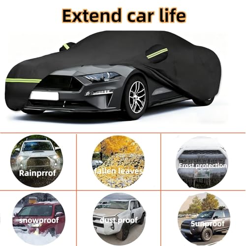 Image of 2026 Upgraded Car Cover for Ford Mustang EcoBoost, GT, Dark Horse, Premium 1994-2026, Waterproof Full Exterior Windproof Snow Proof Rain Sun Hail Protection with Door Zipper & Inner Cotton