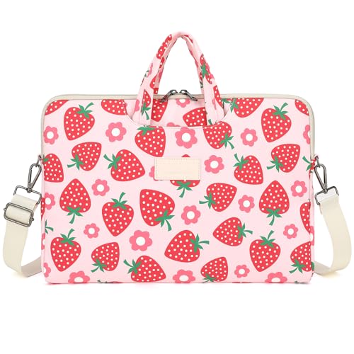 DACHEE Laptop Shoulder Bag for 15 Inch/15.6 Inch Macbook Pro (Strawberry(07), 15 inch/15.6 inch)