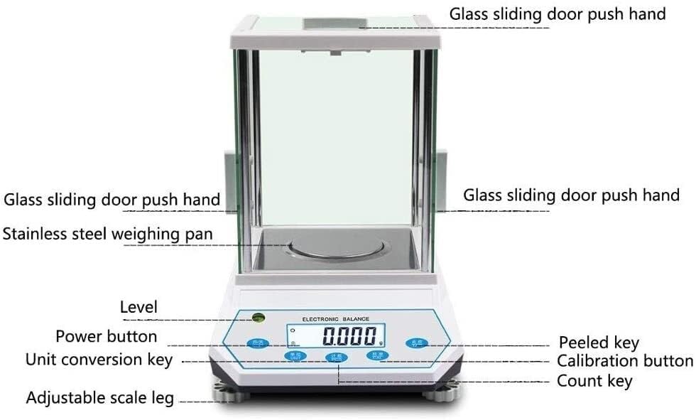Balance électronique analytique numérique de laboratoire de haute précision, pesage et comptage industriels, bijoux scientifiques en or avec pare-brise(500g*0.001g)