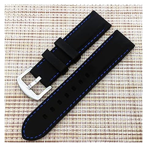 ZXTQW Watch Bands Watchband Men Woman Silicone Dive Sport Ventilation Rubber Watch Strap Bands Waterproof 20MM 22MM 24MM Watches Belt Leather (Band Color : Black line, Band Width : 23mm) Cover