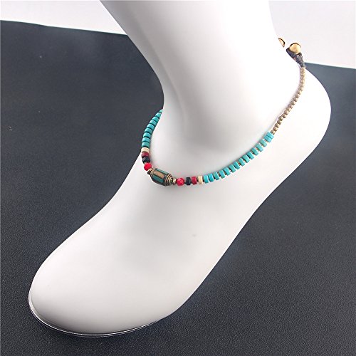 Image of kelistom Bohemian Ankle Bracelets for Women Handmade Natural Stone Beaded Chain Anklet