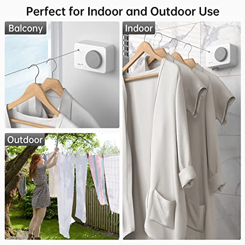 Mbillion Retractable Clothesline 13.8Ft Heavy Duty Clothes Drying Laundry Line for Indoor Outdoor Retracting Hanging Clothing Drying with Retract Rotating Knob to Prevent Sagging by Mbillion - Image 3
