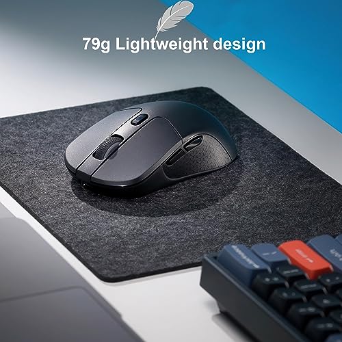 Image of Keychron M3 Wireless Gaming Optical Mouse, Tri-Mode 2.4 GHz /Bluetooth 5.1 /Wired, PixArt PAW 3395 sensor, 26000 DPI, LED RGB Backlit,79g Lightweight Programmable Macro Button for Windows PC /Mac - Black