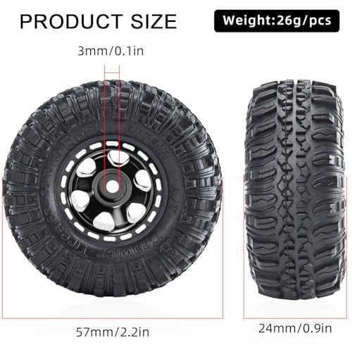 RcThjia 1.0 Beadlock Wheels and Tires Set