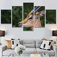 SIGNWIN 5 Panel Canvas Wall Art Animals Cheetah Closeup Contemporary Expressive Modern Artwork for Home Decorations Ready to Hang - 60