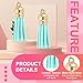 PATIKIL 1.5 Inch Leather Tassels, 30 Pcs Faux Leather Suede Tassel Keychain Charm Bulk with Gold Cap for DIY Craft Decor Handbags Bracelets Jewelry Making Keyring, Lake Blue