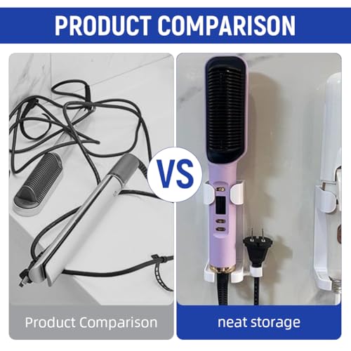 Image of HASTHIP 2 Pcs Hair Straightener Holder for Wall, Dryer Stand, Cable Grip