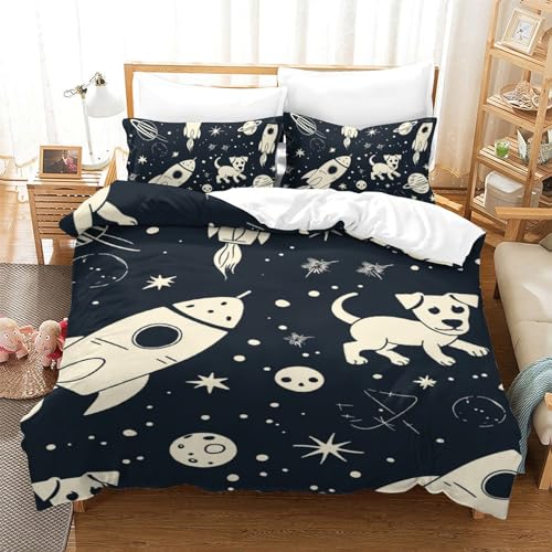 Parure de lit chien 5 impression 3D en microfibre 140x200cm pour enfant