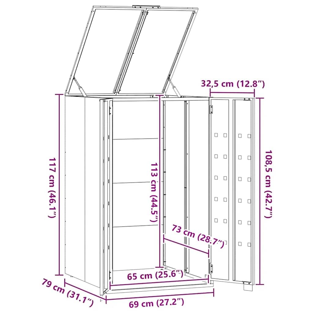 vidaXL Mülltonnenbox für Einzeltonne Anthrazit 69x79x117 cm Stahl