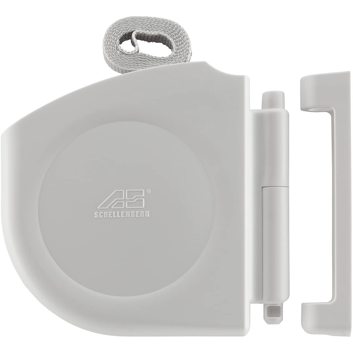 Schellenberg 50150 Design Mini zwijacz paska roletowego z paskiem 14 mm x 5 m i uchwytem ściennym, biały