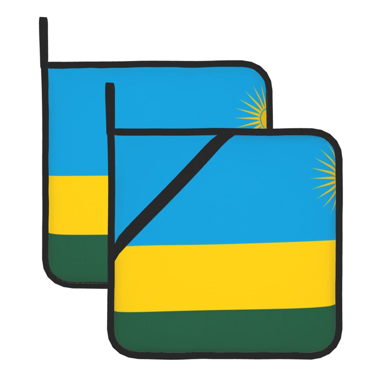 Flag of Rwanda Square Heat Resistant Trivet Set Thick and Durable for Baking Barbecue Cookware Oven