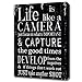 WOWGOOMO Life is Like a Camera Wall Art Vintage Inspirational Wall Decor for Home Décor Office Motivational Framed Encouraging Quotes Sayings Wall Plaque 12x16 Inch Inspirational Gift for Men Women