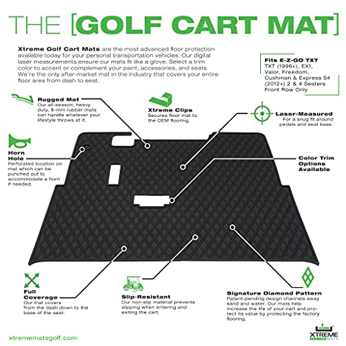 Xtreme Mats Ezgo Golf Cart Mat, Full Coverage Golf Cart Floor Liner Mat - Only Fits Ezgo Txt (1994+), Express S4 (2012-2020), Valor, & Workhorse - All Black #TOP2