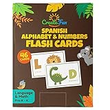 Spanish Animal 123 and ABC Flash Cards for Babies, Toddlers, Pre-K & Kindergarten Children | Complete Alphabet in Uppercase & Lowercase with Numbers for Preschool Learning | 46 Extra Thick Flashcards