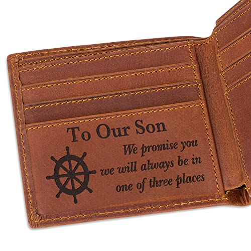 kullder Son Gift Personalized Wallet for Son Gift Mens Engraved Leather Wallet to Son from Mom and Dad Gift Idea on Christmas, Birthday, Graduation, One_Size3