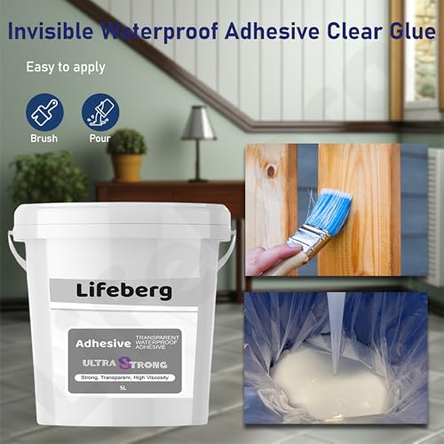 Image of Clear 1L Transparent Waterproof Glue for Roof Leakage Crack Seal Agent Roof Water Leakage Solution Water Proof Glue Waterproofing Resin Epoxy for Wall, Tile and Pipes with Brush