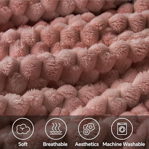 Image of BEDELITE Dusty Pink Throw Blanket for Couch, Soft Gifts for Women, 50 * 60 | 3D Jacquard Decorative Fleece Blanket, Super Soft Plush Throws, Cute Birthday Gift for Women & Men, Suitable for All Seasons