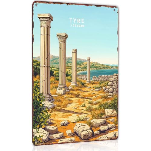 Tyre Lebanon Travel Tin Metal Sign 8x12 Inch
